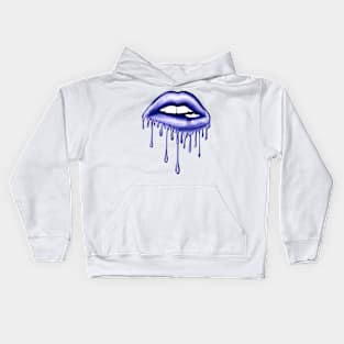 Metallic Dripping Indaco Lips Kids Hoodie